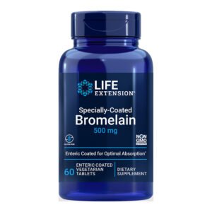 Life Extension, Specially-Coated, Bromelain 500mg, Enteric Coated for Optimal Absorption, Dietary Supplement, 60 Enteric coated Tablets, NON GMO