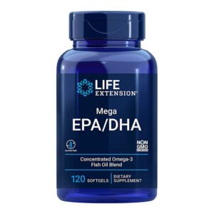 Life Extension, Mega EPA/DHA, Concentrated Omega-3 Fish Oil Blend, 120 Softgels, Dietary Supplement, Gluten Free, NON GMO