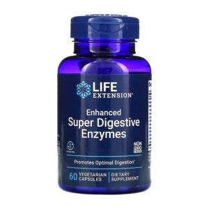 Life Extension, Enhanced Super Digestive Enzymes, Promotes Optimal Digestion, Dietary Supplement, 60 Vegetarian Capsules, Gluten Free, NON GMO