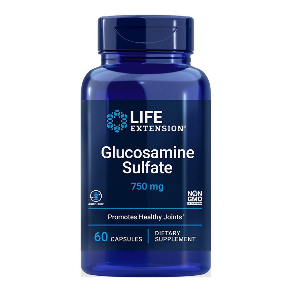 Life Extension, Glucosamine Sulfate 750 mg, Promotes Healthy Joints, 60 Capsules, Dietary Supplement, NON GMO, Gluten Free