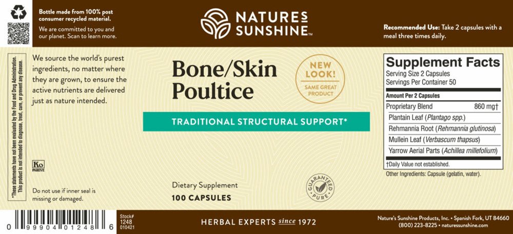 Nature's Sunshine, Bone/Skin Poultice, Herbal Dietary Supplement, 100 Capsules - Image 2