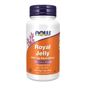 NOW, Royal Jelly, 1,500 mg Equivalency, Nutrient Dense, Freeze-Dried, 6% 10-HDA, 60 Veg Capsules, Dietary Supplement, NON GMO, Kosher