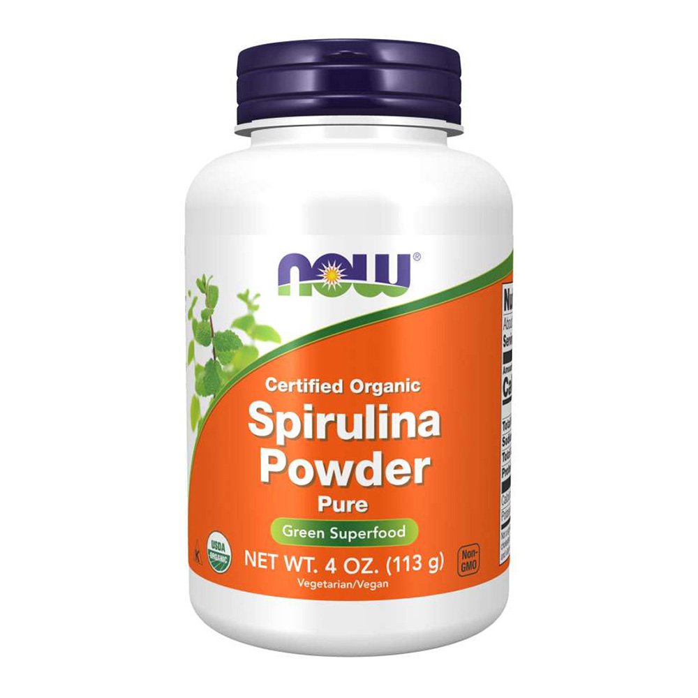 NOW, Certified Organic Spirulina Powder, Pure, Green Superfood, Net Wt. 4 oz (113g), Vegetarian/Vega, USDA Organic, Kosher, NON GMO