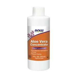 NOW, Aloe Vera Concentrate, Liquid Concentrate, Equivalent to 1.25 Gallons, Pleasant Tasting, 4 fl oz (118ml), Vegetarian/Vegan, NON GMO, Kosher