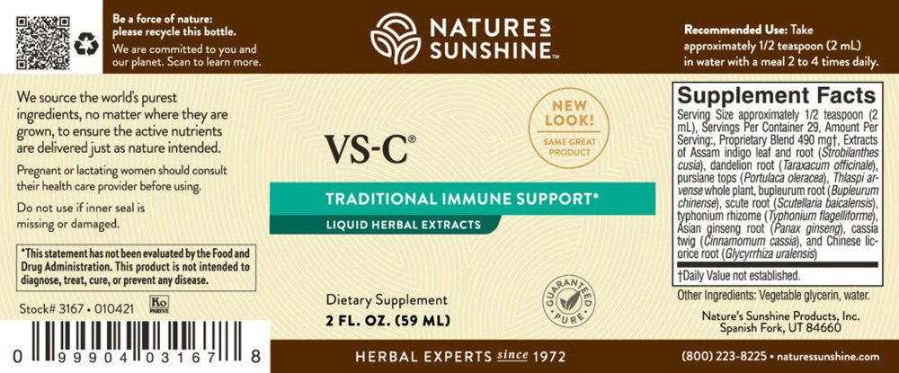 Nature's Sunshine, VS-C, Liquid Herbs, Dietary Supplement, 2 fl oz (59ml) - Image 2