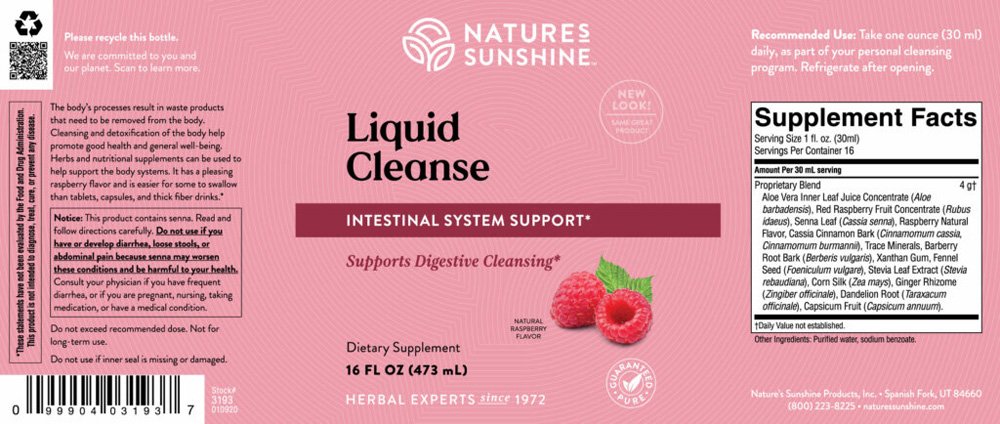 Nature's Sunshine, Liquid Cleanse, Supports Intestinal Health, Digestive Health Support, Natural Raspberry Flavor, Herbal Dietary Supplement, Refrigerate After Opening, 16 fl oz (478ml) - Image 2