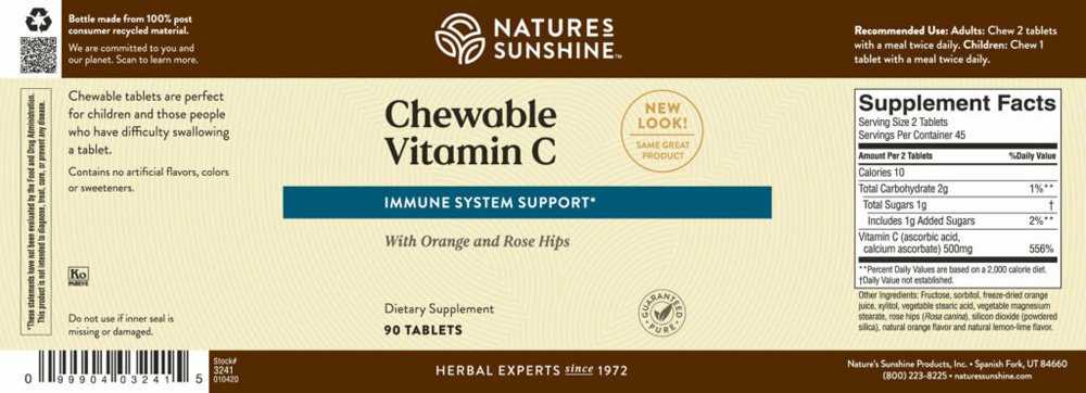 Nature's Sunshine, Chewable Vitamin C with Orange and Rose Hips, Dietary Supplements, 90 Tablets - Image 2