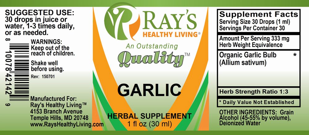 Ray's Healthy Living, Garlic, Herbal Supplement, 1 fl oz (30ml) - Image 2