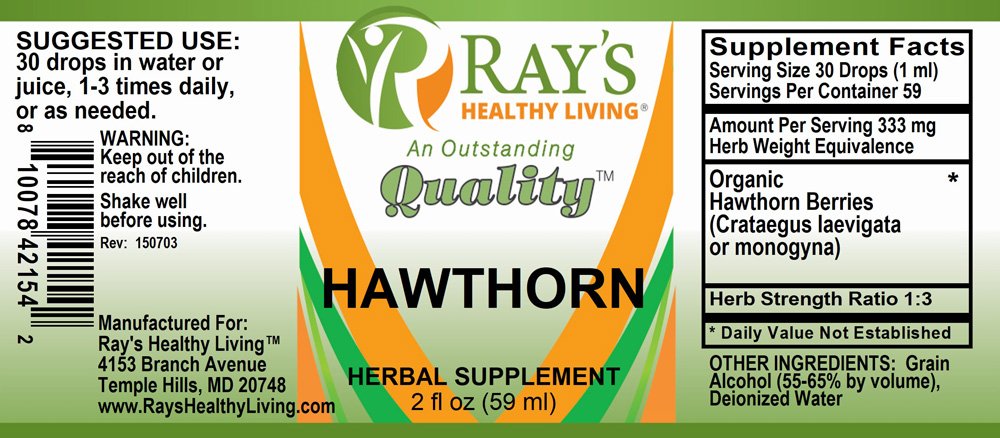 Ray's Healthy Living, Hawthorn, Herbal Supplement, 2 fl oz (59ml) - Image 2