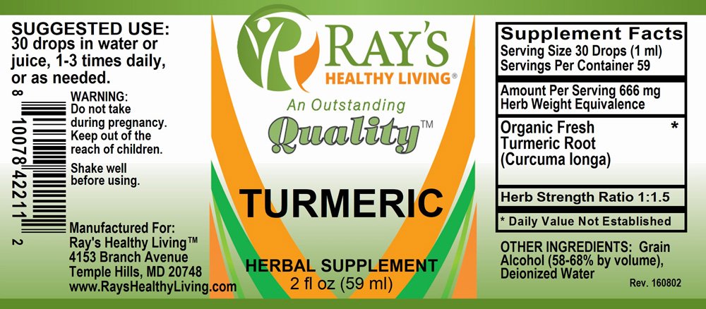 Ray's Healthy Living, Turmeric, Herbal Supplement, 2 fl oz (59ml) - Image 2