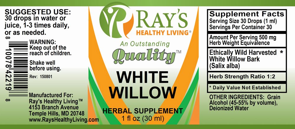 Ray's Healthy Living, White Willow, Herbal Supplement, 1 fl oz (30ml) - Image 2