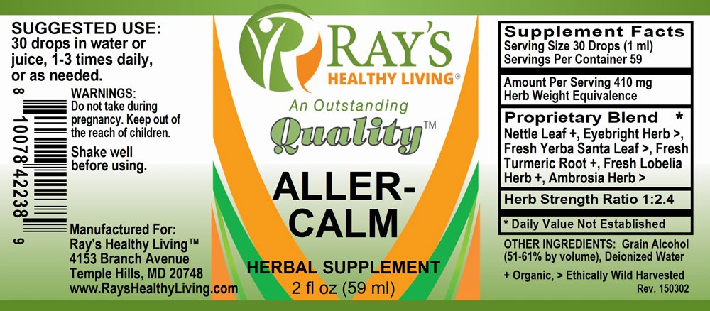 Ray's Healthy Living, Aller-Calm, Herbal Supplement, 2 fl oz (59ml) - Image 2