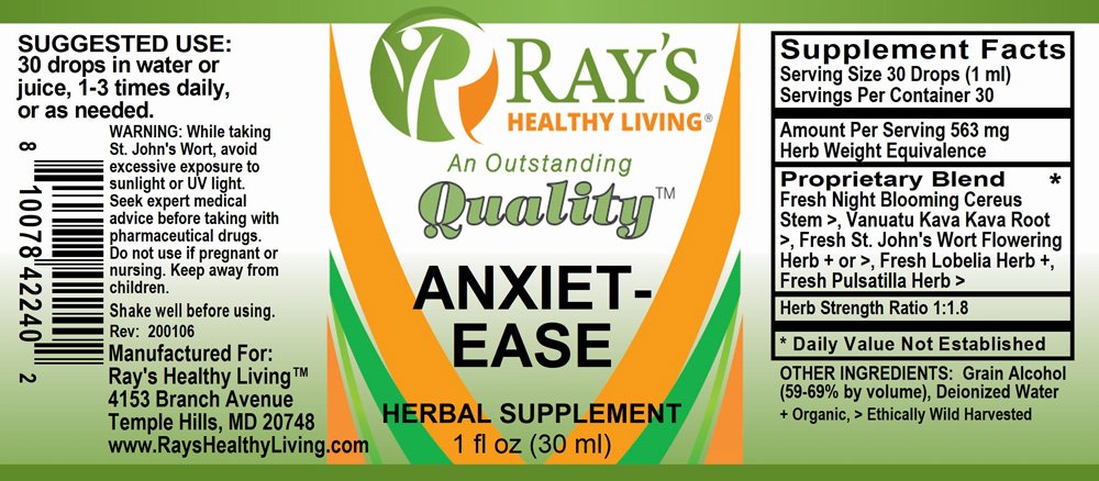 Ray's Healthy Living, Anxiet-Ease, Herbal Supplement, 1 fl oz (30ml) - Image 2