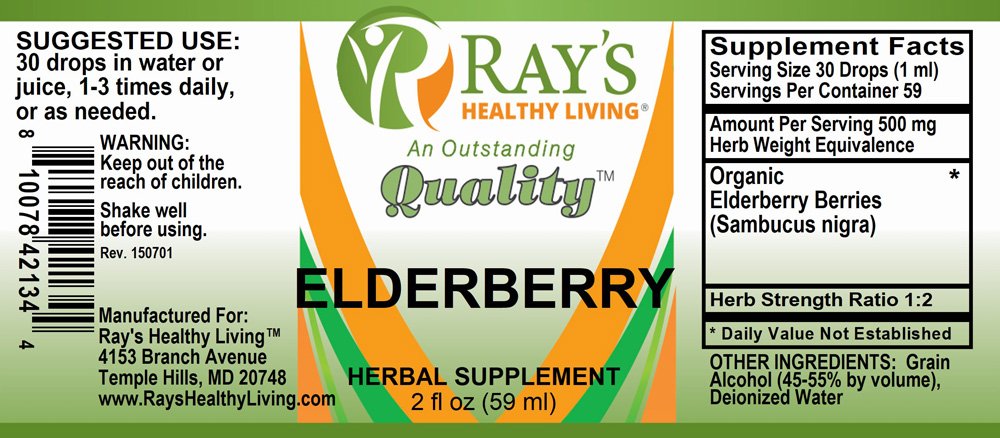 Ray's Healthy Living, Elderberry, Herbal Supplement, 2 fl oz (59ml) - Image 2