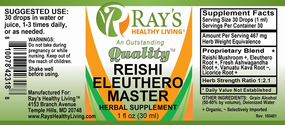 Ray's Healthy Living, Reishi Eleuthero Master, Herbal Supplement, 1 fl oz (30ml) - Image 2