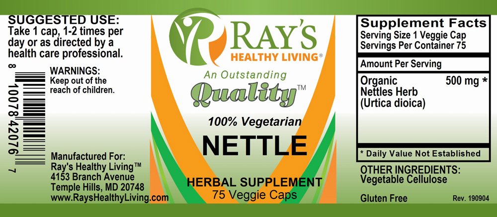 Ray's Healthy Living, Nettle, 100% Vegetarian, Herbal Supplement, 75 Veggie Caps - Image 2