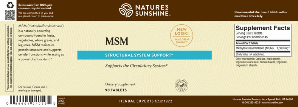 Nature's Sunshine, MSM, Dietary supplement, 90 Tablets - Image 2