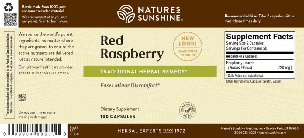 Nature's Sunshine, Red Raspberry, Traditionally Used to Ease Labor, Dietary Supplement, 100 Capsules - Image 2
