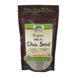 NOW, Organic White Chia Seed, Abundant in Essential Fatty, Excellent Source of Fiber, Hearty, Nutritious & Wholesome, Net Wt. 1 Lb (454g), NON GMO, USDA Organic, Kosher
