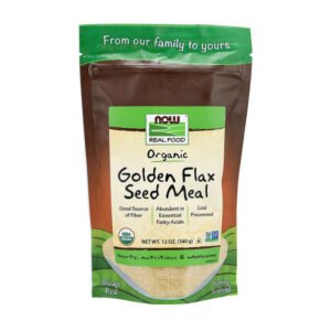 NOW, Organic Golden Flax Seed Meal, Good Source of Fiber, Abundant in Essential Fatty Acids, Cold Pressed, Hearty, Nutritious & Wholesome, Net Wt. 12 oz (340g), USDA Organic, NON GMO, Kosher