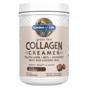 Garden of Life, Grass Fed Collagen Creamer, 10g Collagen + MCTS + Probiotics, Made with Coconut Milk, Energy, Beauty & Joints, Fair Trade Chocolate, Dairy Free, 12 Servings, Net Wt. 12.06 0z (342g) Dietary Supplement