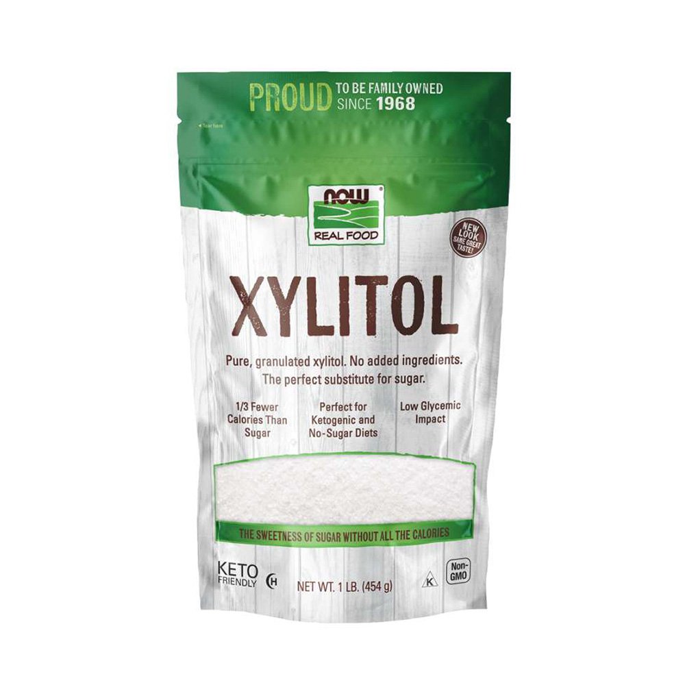 NOW, Xylitol, Pure, Granulated Xylitol, No Added Ingredients, The Perfect Substitute for Sugar, 1/3 Fewer Calories Than Sugar, Perfect for Ketogenic and No-Sugar Diets, Low Glycemic Impact, The Sweetness of Sugar without all the Calories, Net Wt. 1 Lb (454g), NON GMO, Kosher