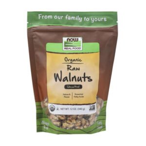 NOW, Organic Raw Walnuts, Unsalted, Halves & Pieces, Good Source of Protein, Net Wt. 12 oz (340g) USDA Organic, NON GMO, Kosher