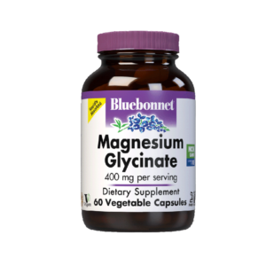 Bluebonnet, Magnesium Glycinate, 400mg per Serving, Dietary Supplement, 60 Vegetable Capsules, Rapidly Absorbed, Albion Minerals, Vegan, Kosher, Gluten Free