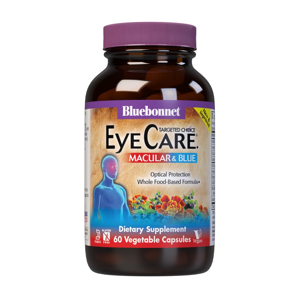 Bluebonnet, Targeted Choice Eye Care, Macular & Blue, Optical Protection, Whole Food-Based Formula, Dietary Supplement, 60 Vegetable Capsules, Kosher, Gluten Free, Vegan