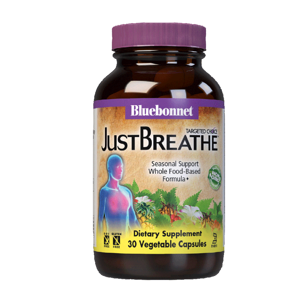 Bluebonnet, Targeted Choice Just Breathe, Seasonal Support, Whole Food-Based Formula, Dietary Supplement, 60 Vegetable Capsules, NON GMO, Soy Free, Gluten Free, Kosher