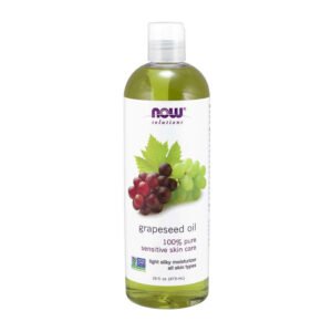 NOW Solutions, Grapeseed Oil, 100% Pure Sensitive Skin Care, Light Silky Moisturizer, All Skin Types, 16 fl oz (473ml), NON GMO
