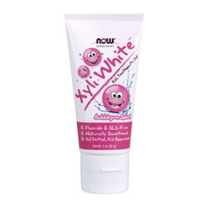 NOW, Xyli White, Kid's Toothpaste Gel, Bubblegum Splash, Flouride & SLS Free, Naturally Sweetened, Kid Tested, Kid Approved, Net Wt. 3 oz (85g)