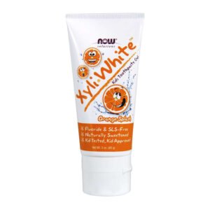 NOW, Xyli White, Kid's Toothpaste Gel, Orange Splash, Flouride & SLS Free, Naturally Sweetened, Kid Tested, Kid Approved, Net Wt. 3 oz (85g)