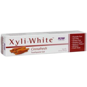 NOW, Xyli White Toothpaste Gel, Cinnafresh, Fluoride-Free, SLS-Free, Gluten-Free, Paraben-Free, Cleanses, Whitens, Fresh Taste, Net Wt. 6.40z (181g)