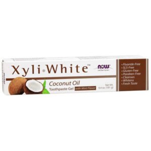 NOW, Xyli White Toothpaste Gel, Coconut Oil with Mint Flavor, Fluoride-Free, SLS-Free, Gluten-Free, Paraben-Free, Cleanses, Whitens, Fresh Taste, Net Wt. 6.40z (181g)