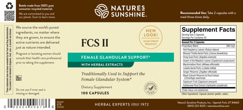 Nature's Sunshine, FCS II, Dietary Supplement, 100 Capsules - Image 2
