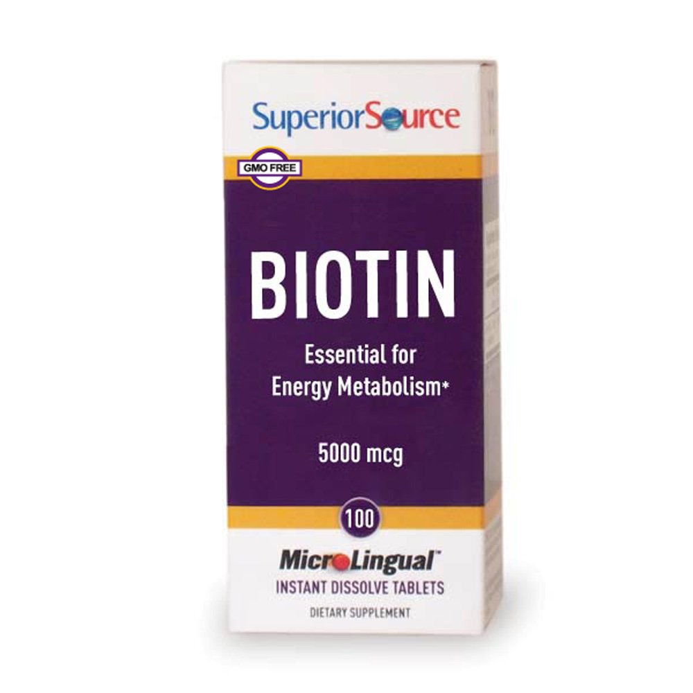 Superior Source, Biotin 5,000mcg, Assists in Utilization of Protein, 100 MicroLingual Instant Dissolve Tablets, Dietary Supplement