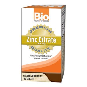 Bio Nutrition, Zinc Citrate 30 mg, Supports Enzyme Function, Dietary Supplement, 100 Tablets
