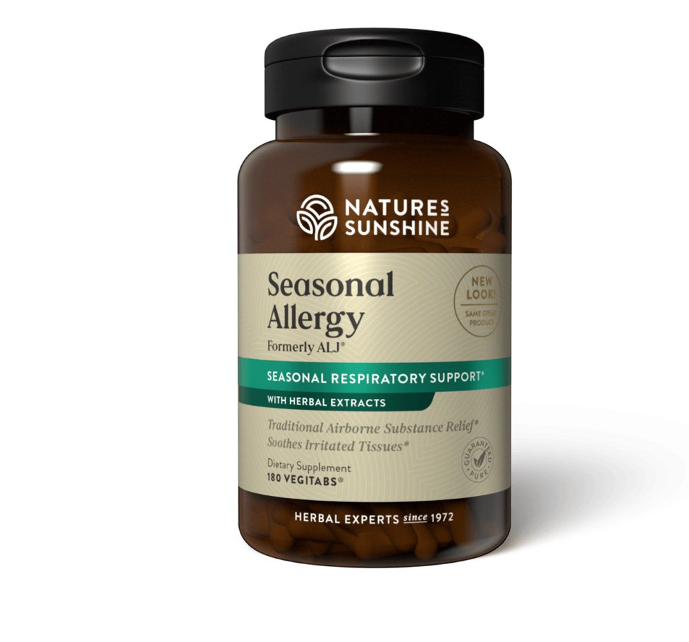 Nature's Sunshine, Seasonal Allergy, Formerly ALJ, Seasonal Respiratory Support with Herbal Extracts, Traditional Airborne Substance Relief, Soothes Irritated Tissues, Dietary Supplement, 180 Vegitabs