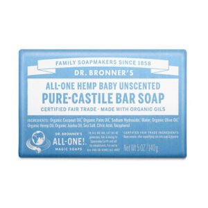 Dr. Bronner's, All-One Hemp Baby Unscented, Pure-Castile Bar Soap, Certified Fair Trade, Made with Organic Oils, 5 oz/140g