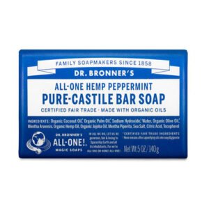 Dr. Bronner's, All-One Hemp Peppermint, Pure-Castile Bar Soap, Certified Fair Trade, Made with Organic Oils, 5 oz/140g