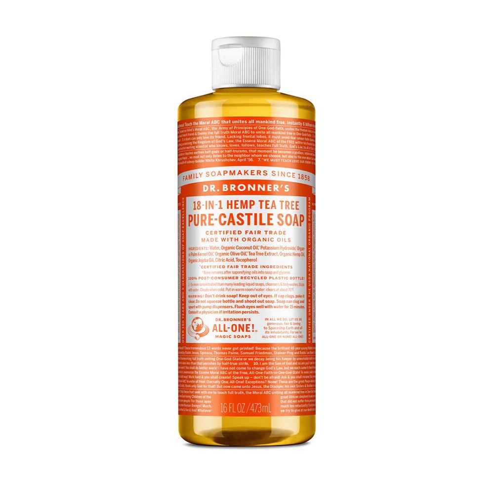 Dr. Bronner's, 18-In-1 Hemp Tea Tree, Pure Castile Soap, Certified Fair Trade, Made with Organic Oils, 16 fl oz/473ml